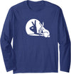 Funny Rabbit Hand Shadow Projection Bunny Hare Pop Long Sleeve Shirt in Navy Blue