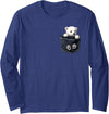Polar Bear Lover Artwear Polar Bear in Pocket Baby Polar Bear Peeking Bears Lover Long Sleeve T-Shirt - Navy Blue