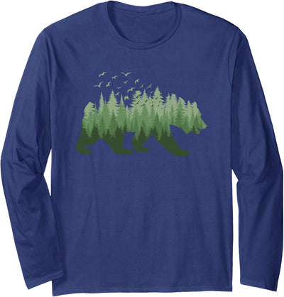 Nature Forest Wildlife Trees Wild Animal Bear Long Sleeve Shirt