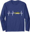 Walleye Gift Co. Walleye Heartbeat For Freshwater Fish Fishing Lovers Long Sleeve T-Shirt - Navy Blue
