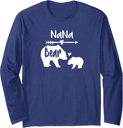 Nana Bear With Baby Cub Heart & Arrow Graphics Long Sleeve Shirt