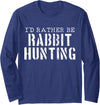 Cute Rabbit Hunting Lover Bunny Graphic Long Sleeve Shirt in Navy Blue