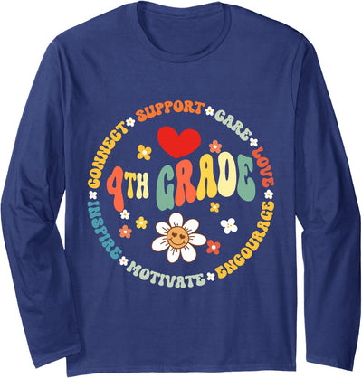Groovy Fourth Grade Back to School For Teachers 4th Grade Teacher Back To School First Day Fourth Grade Long Sleeve T-Shirt