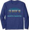 North Dakota Vintage Souvenirs & Gifts North Dakota Bison Vintage American Buffalo Souvenir Long Sleeve T-Shirt - Navy Blue