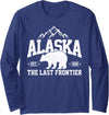 We Love Alaska - T-Shirts & Souvenirs Alaska The Last Frontier EST 1959 Grizzly Bear Mountains Long Sleeve T-Shirt - Navy Blue