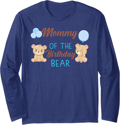 Mommy of The Birthday Boy Bear 1st Birthday Party Boy Long Sleeve Shirt