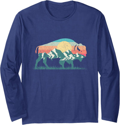Cow Vintage National Park Bison Landscape Buffalo Retro T-Shirt