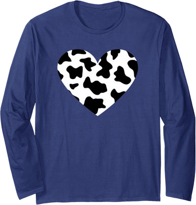 Awesome Cow Print Black White Print Heart T-Shirt