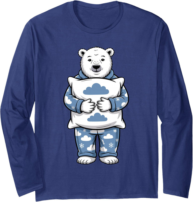 Polar Bear Gift Polar Bear Accessories & Stuff Cute Polar Bear Art for Men Women Kids Arctic Polar Bear Long Sleeve T-Shirt - Navy Blue