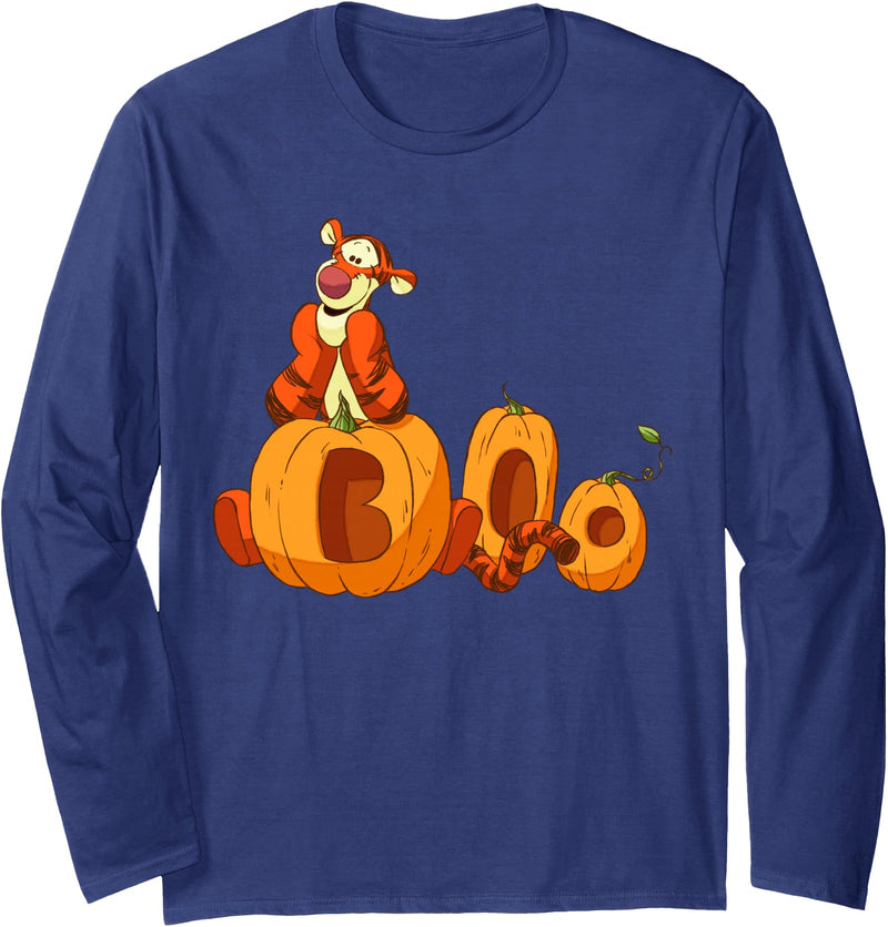 Disney - Halloween Tigger Boo Pumpkins Long Sleeve T-Shirt - Navy Blue