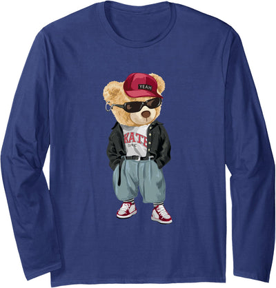 Punk Rocker Rapper Popster Punker Teddy Bear Rap Hip Hop Long Sleeve Shirt