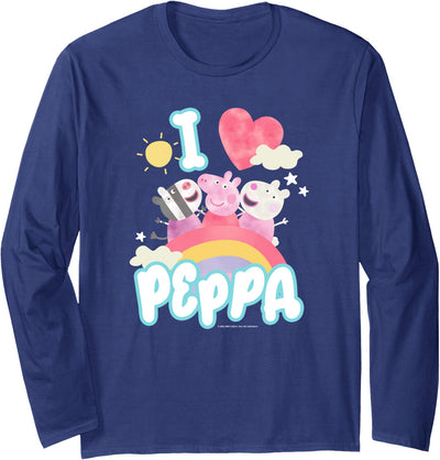 Group Shot I Love Peppa Rainbow Friendship Logo Long Sleeve T-Shirt