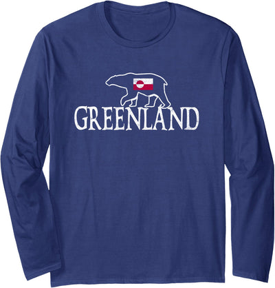 Greenland Flag Tour Travel Souvenir Ice Bear Greenland Long Sleeve Shirt