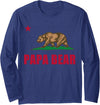 Tee Styley California Republic Papa Bear Dad Fathers Day Gift Long Sleeve T-Shirt - Navy Blue