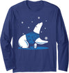 Cute Polar Bear Animal T-Shirts Long Sleeve Polar Bear Shirt - Navy Blue