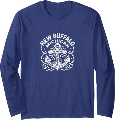 Cow New Buffalo Michigan Cute Anchor Nautical Boating Coastlinecotton T-Shirt