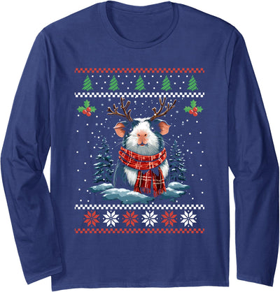 Guinea Pig Reindeer Ugly Christmas Long Sleeve Shirt