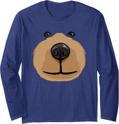 Cute Cartoon Bear Face Head Costume Party Halloween Long Sleeve Shirt