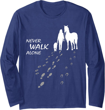 Grazy Dog - Doglover Hundeliebhaber Dog horse - never walk alone - horse fan dog lover Long Sleeve T-Shirt