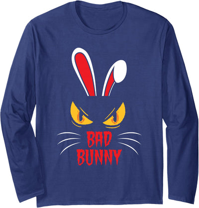 Bad Bunny Creepy Face Graphic Long Sleeve Shirt