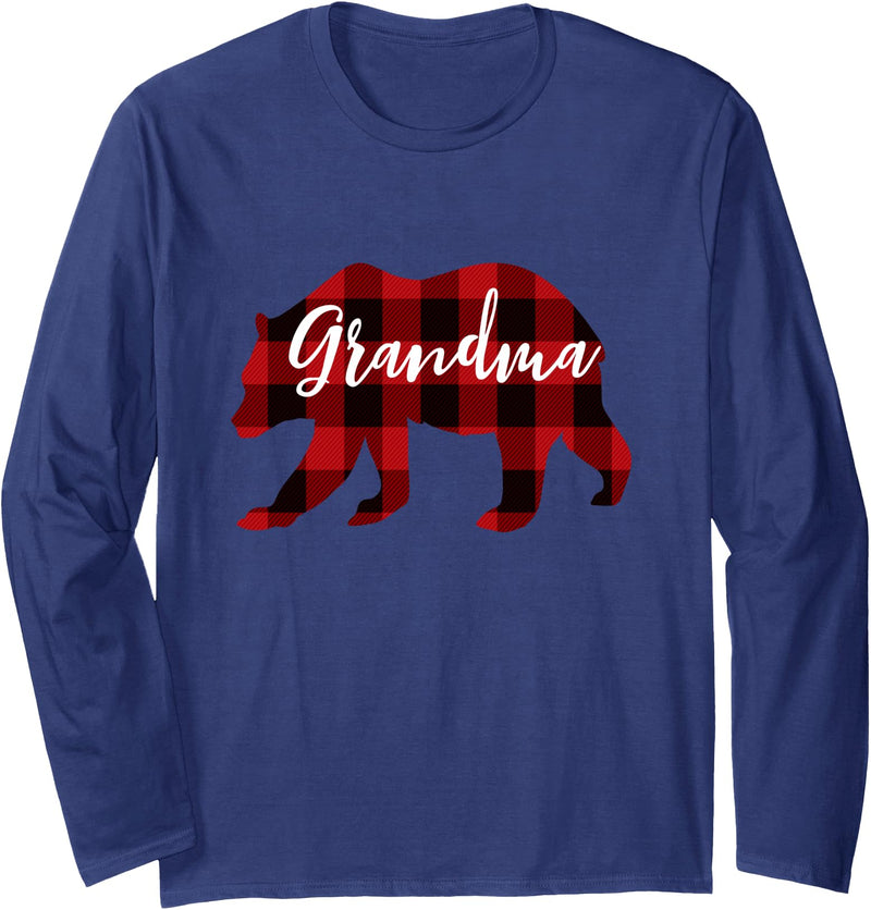 Best Nana Bear Grandma Christmas Plaid Shirts Women Grandma Bear Grandma Christmas Plaid Long-sleeve Shirt - Navy Blue