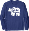 Don't Wake The Bear Hibernate Designs Don't Wake The Bear Funny Bear Silhouette Graphic Sleeping Long Sleeve T-Shirt - Navy Blue