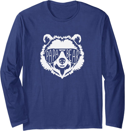Papa Bear Face with Sunglasses Long Sleeve T-Shirt