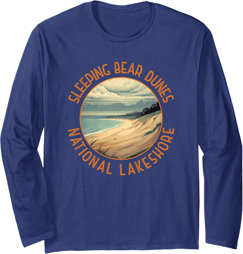 Sleeping Bear Dunes National Lakeshore Designs Sleeping Bear Dunes National Lakeshore Distressed Circle Long Sleeve T-Shirt - Navy Blue