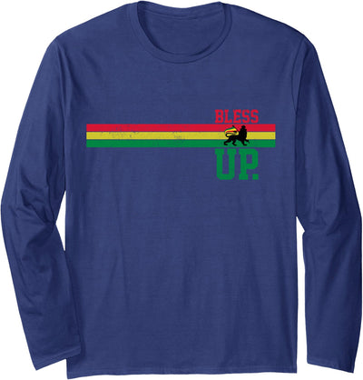 Reggae Rastafari Bless Up Lion Of Judah Rasta Gift Long Sleeve Shirt