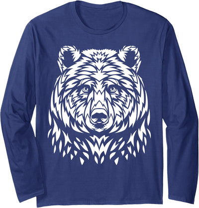 Tribal Ink white bear face Long Sleeve Shirt