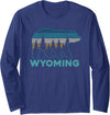 Wyoming Vintage Souvenirs Wyoming Grizzly Bear Souvenir Long Sleeve T-Shirt - Navy Blue