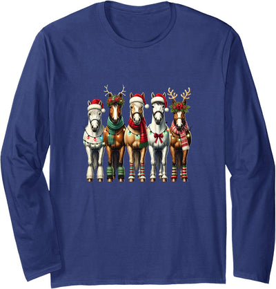 Horse Christmas Gifts for Horse Lovers Unisex-Adult Black Horse Print Long Sleeve Classic Fit T-Shirt S