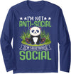 Cute Panda Lovers Kawaii Asian Bears Gifts DAIMMER I'm Not Antisocial I'm Selectively Social Long Sleeve T-Shirt - Navy Blue