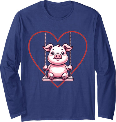 Cute Pig Graphic Piglets Women Girls Long Sleeve Shirt