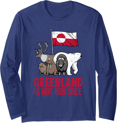 Greenland Tee for Men And Women Greenland Not for Sale Greenland Flag Animals Greenlanders Long Sleeve T-Shirt