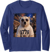 Polar Bear Patriotic America USA Designs Polar Bear Smoking Cigarette 250 Years Long Sleeve T-Shirt - Navy Blue