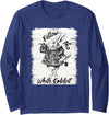 Follow the White Rabbit Long Sleeve Shirt in Navy Blue