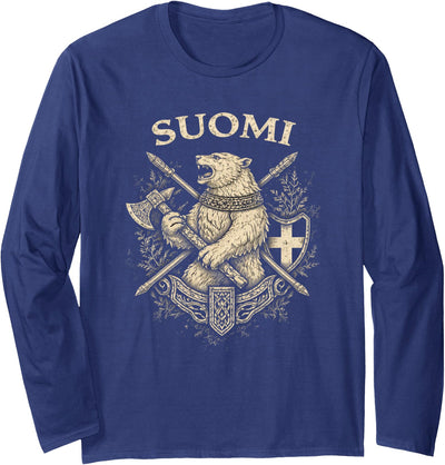 Suomi Vintage Bear Heritage Finland Finnish Pride Long Sleeve Shirt