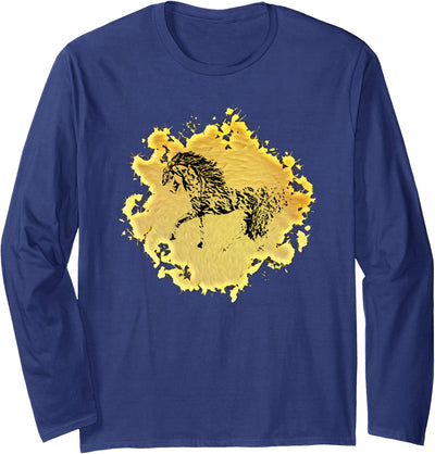 Horses + Girls Women Gift Kids Men Boys Horse Motif Long Sleeve T-Shirt