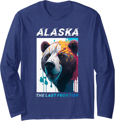 Cool Alaskan Wild Bear, Alaska State Pride Long Sleeve Shirt