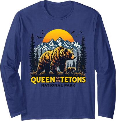 Bear Lovers National Park Queen Of The Tetons Grizzly Long Sleeve Shirt