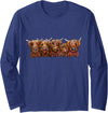 Shirley MacArthur Scottish Highland Cows ' The Happy Bunch of Coos ' Long Sleeve T-Shirt - Navy Blue