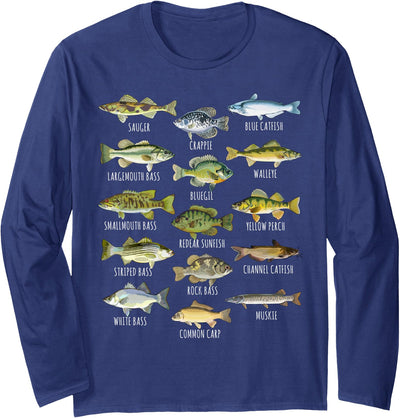 Do You Know Fish Co. Fish Species Biology Types Of Freshwater Fish Fishing Long Sleeve T-Shirt