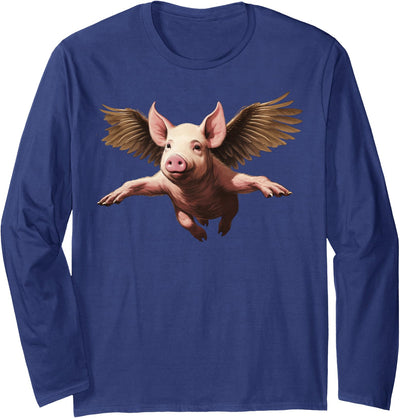 When Pigs Can Fly Funny Sarcastic Piggie Farm Animal Wit Long Sleeve Shirt