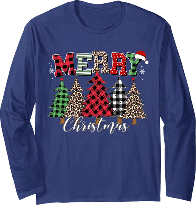 Cow Merry Christmas Leopard Buffalo Red Plaid Christmas T-Shirt