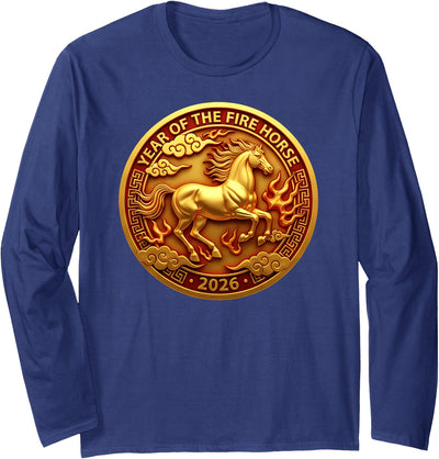 Chinese Zodiac Horse Year of the Fire Horse 2026 Long Sleeve T-Shirt
