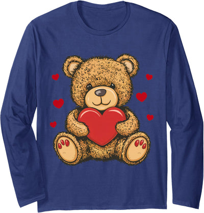 Adorable Teddy Bear with Heart- Love plushie Long Sleeve Shirt