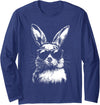 Rabbit Easter Bunny Sunglasses Long Sleeve Shirt in Navy Blue
