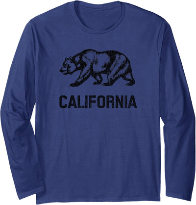 California Republic Flag Distressed Bear Long Sleeve Shirt