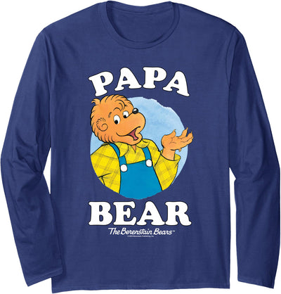 Papa Bear Long Sleeve T-Shirt - Black, XXL, Adult, Unisex, Long Sleeve, Classic Fit, Cotton 100%